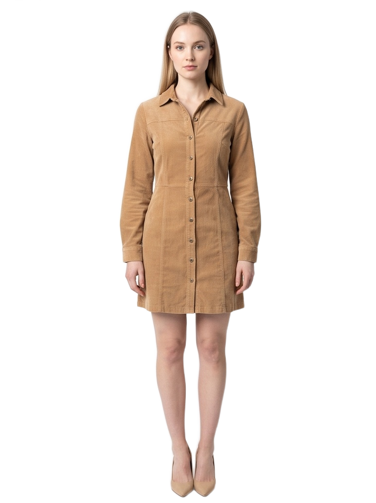FLEUR — Camel Shirt Dress