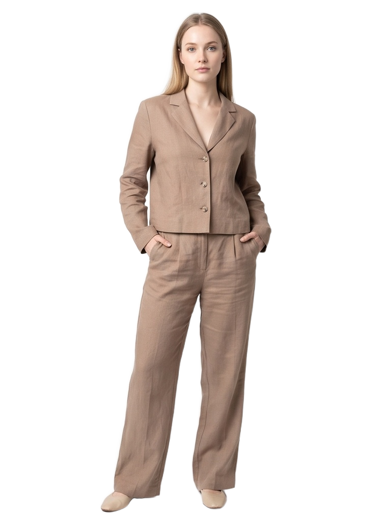 FLEUR — Taupe Linen Suit