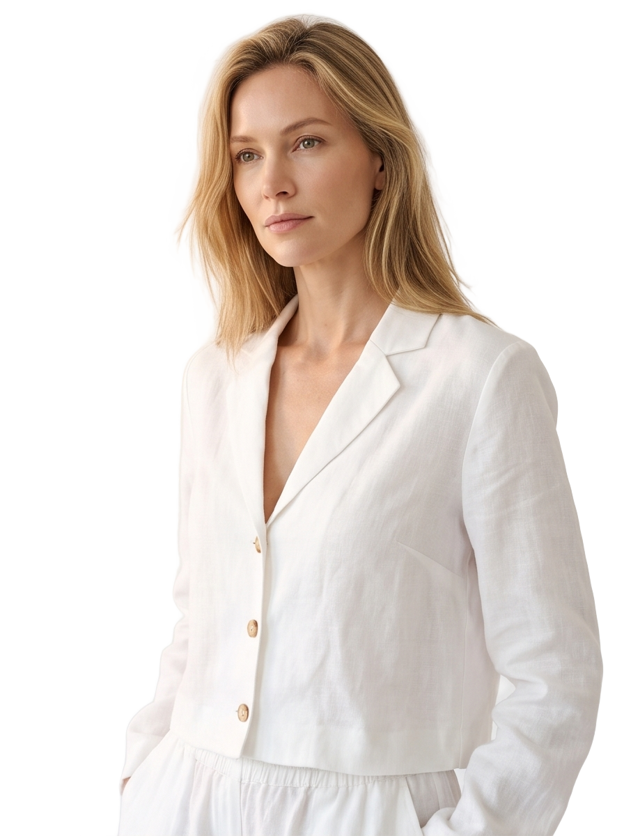 SIENNA — White Linen Blazer